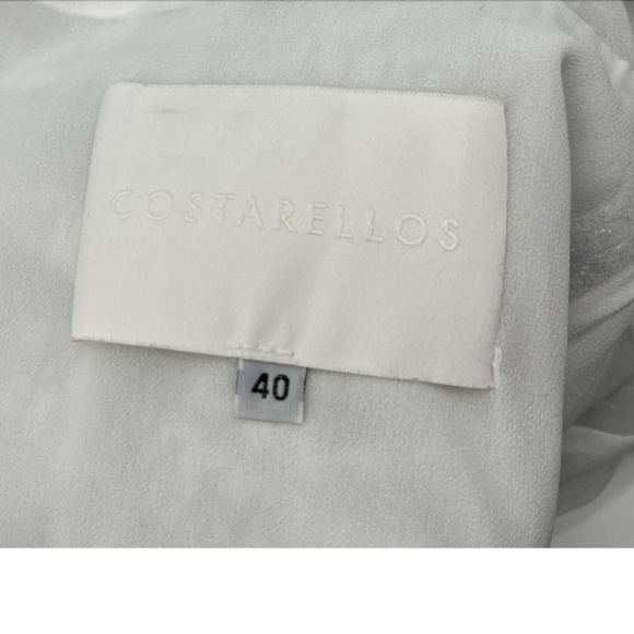 COSTARELLOS Libby Silver LUREX DEVOR Embellished Ruched Mini Dress sz 40 - Picture 7 of 9